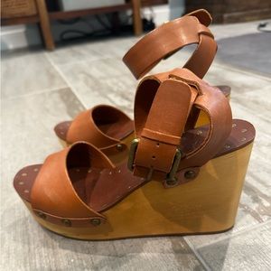 ASH 70s style wooden platform wedges size 38